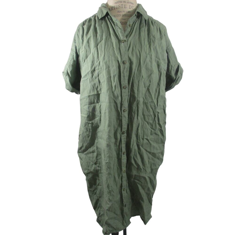 Baird McNutt for J Crew Irish Linen Green Dress XL